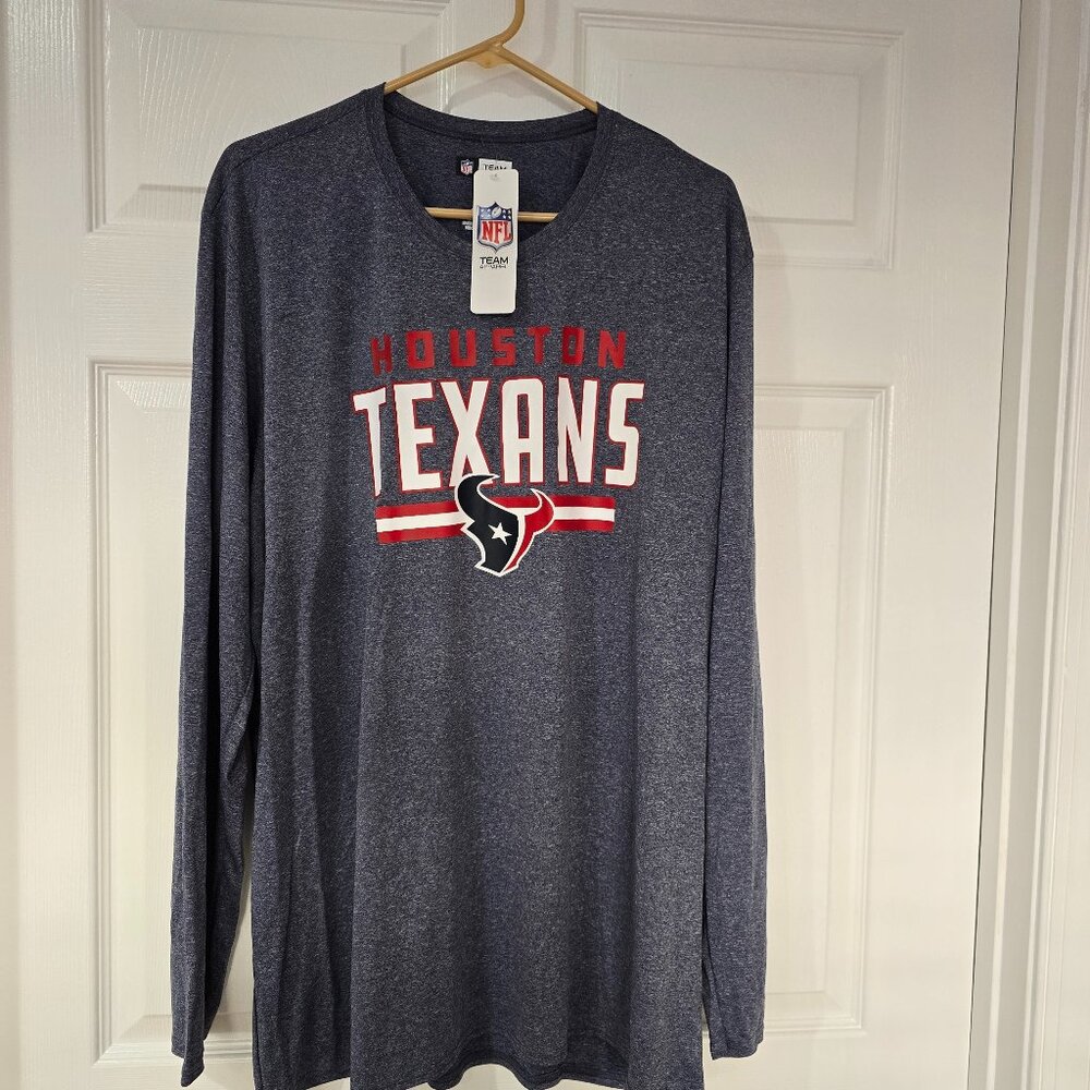 Houston Texans Men's NFL Team Apparel Long Sleeve T-Shirt Polyester Blue 2XL NWT